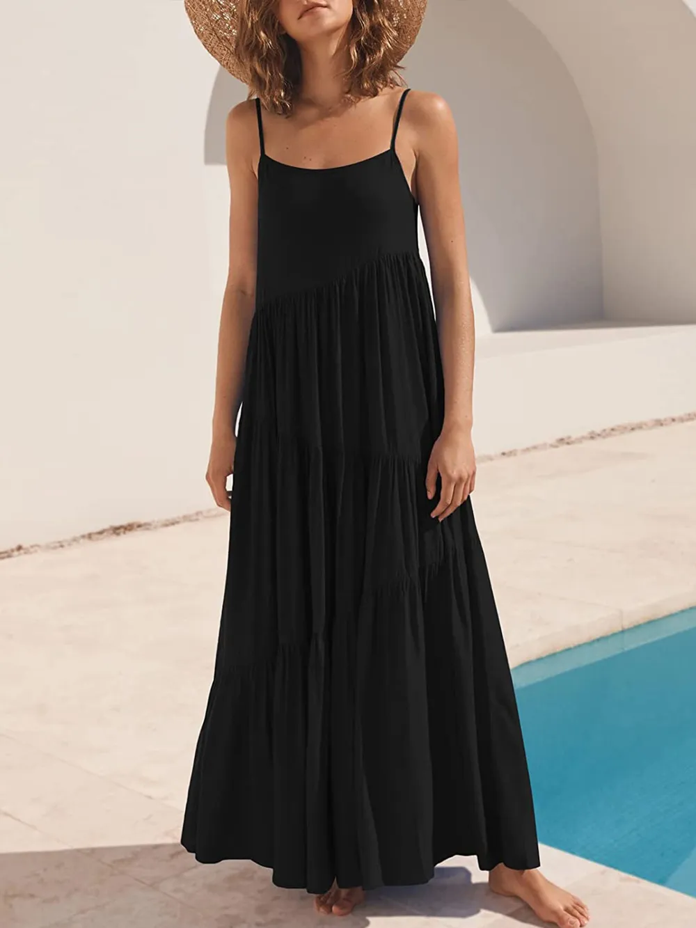 Full Size Ruched Tiered Spaghetti Strap Dress, image 21