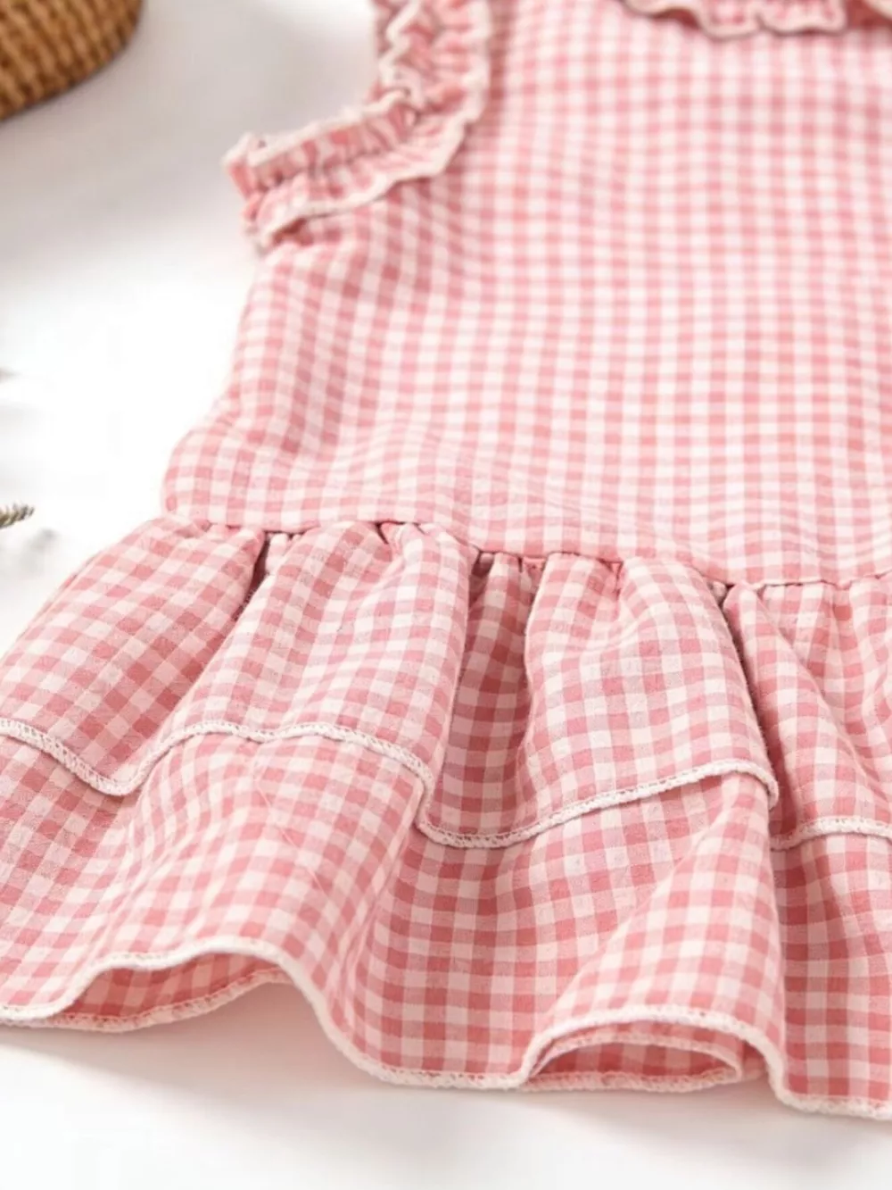 Children's Ruffled Gingham Sleeveless Dress, image 9