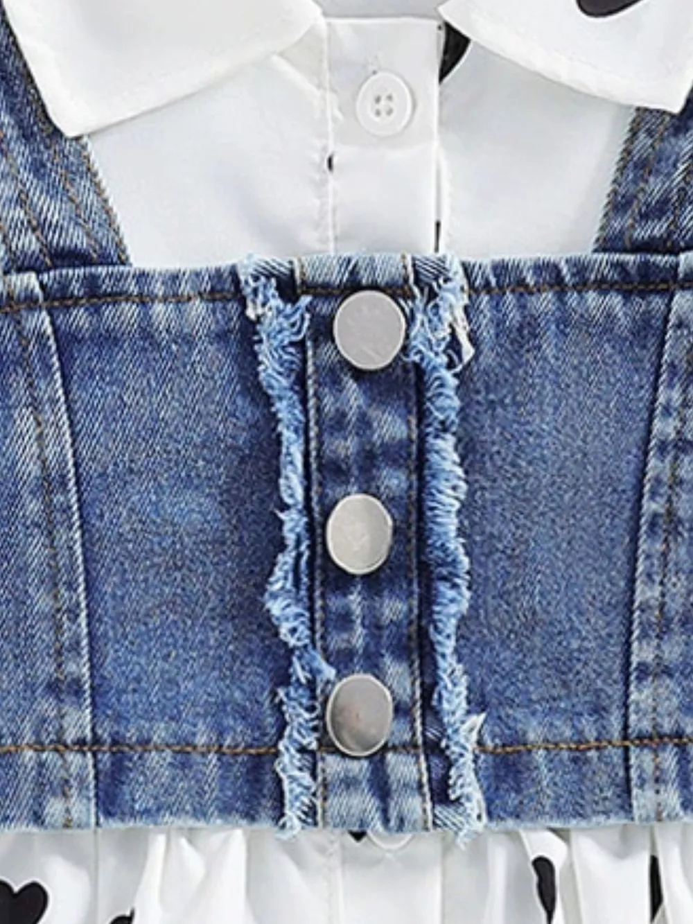 Children's Heart Print Dress & Denim Cami Set, image 3