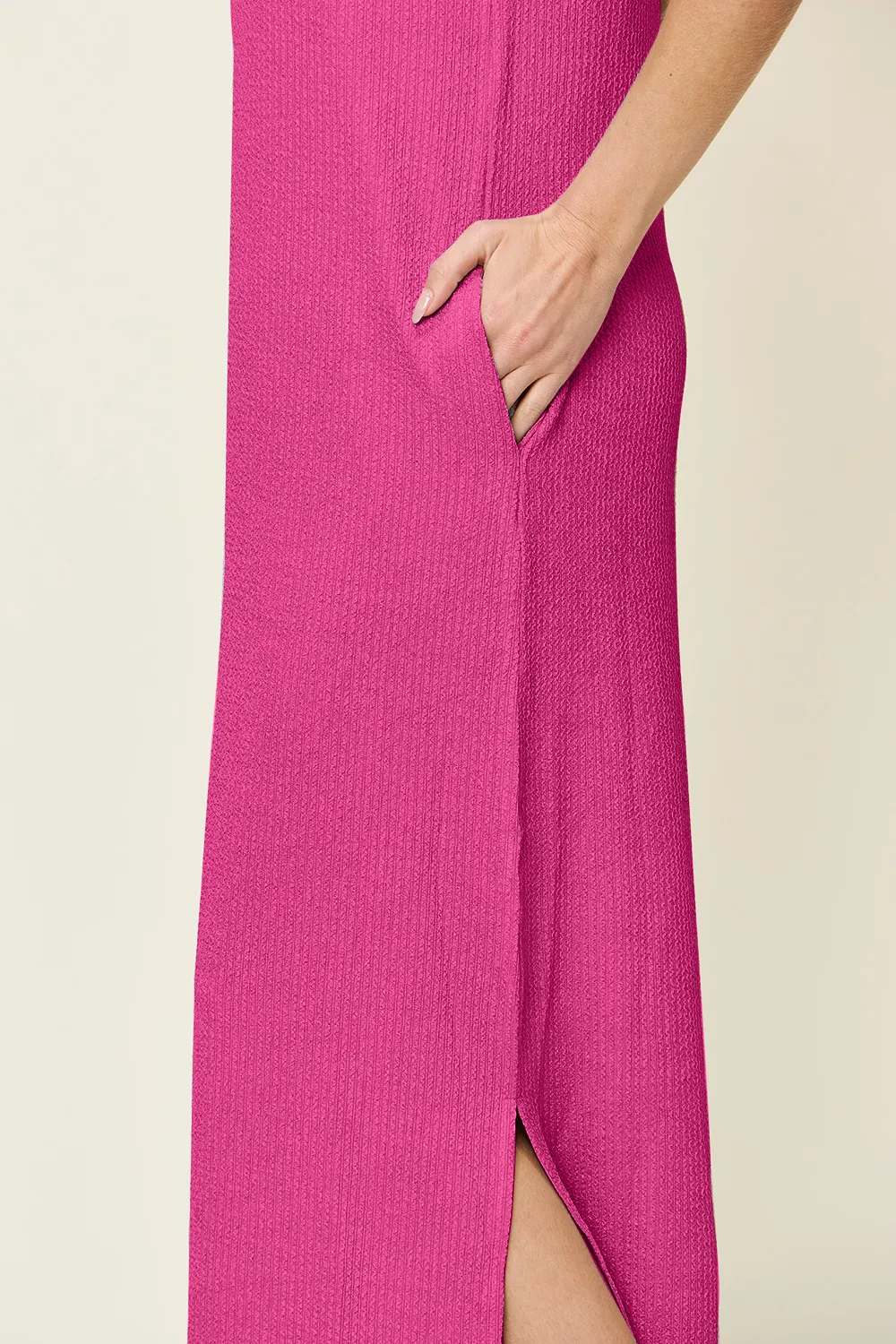 Full Size Texture Mock Neck Sleeveless Maxi Dress, image 10