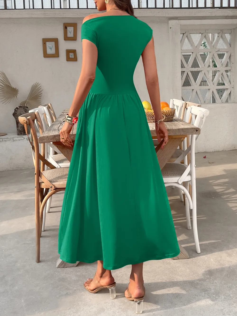 Single Shoulder Midi Dress with Pockets, image 23