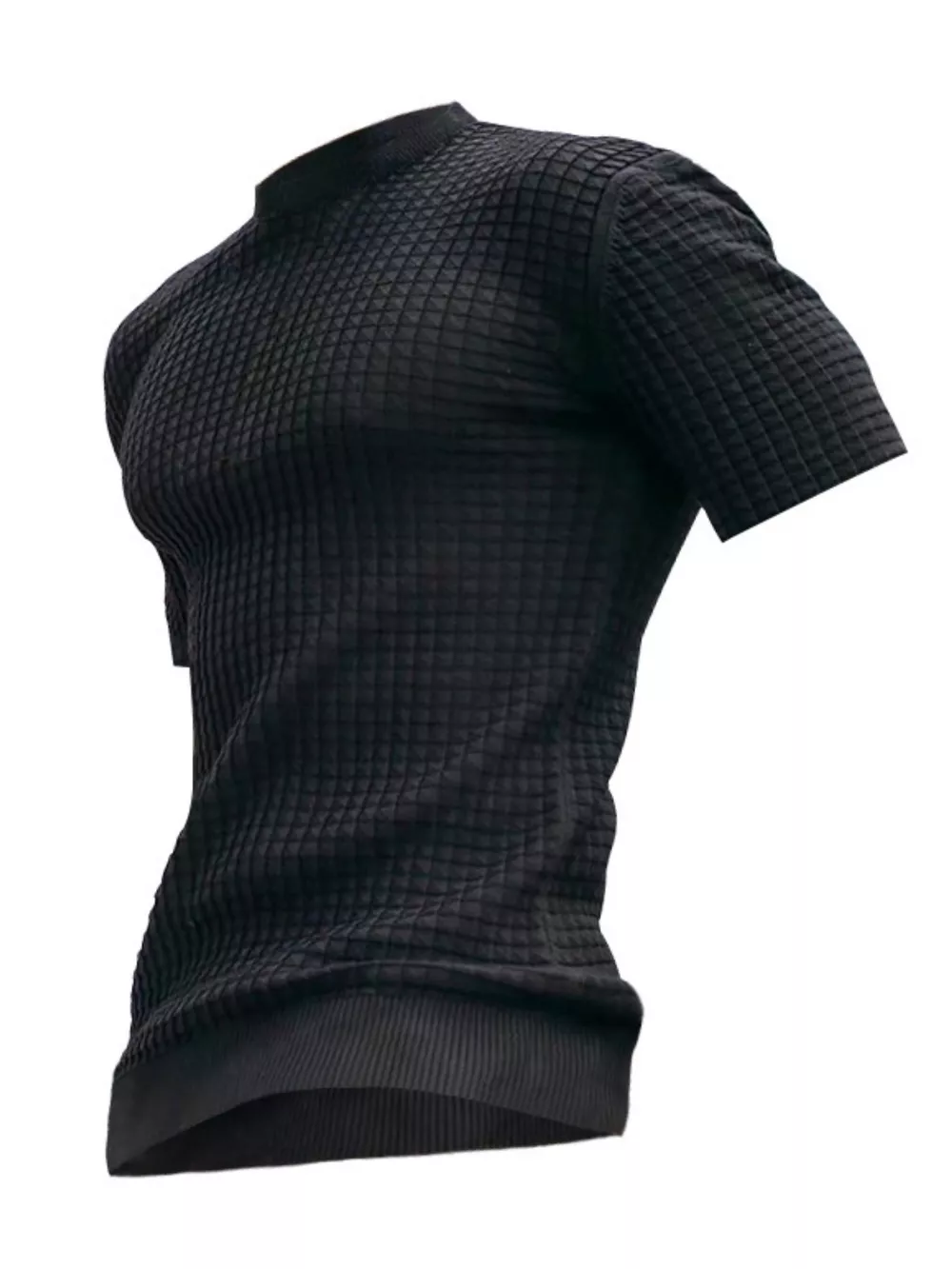 Men's Full Size Textured Round Neck Short Sleeve T-Shirt Plus Size, image 4
