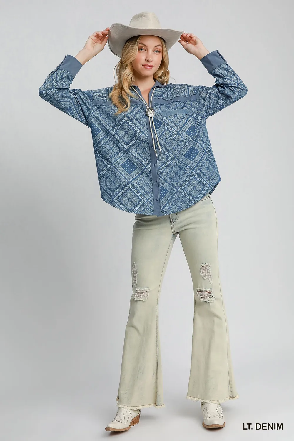 Paisley Print Denim Shirt Jacket, image 6