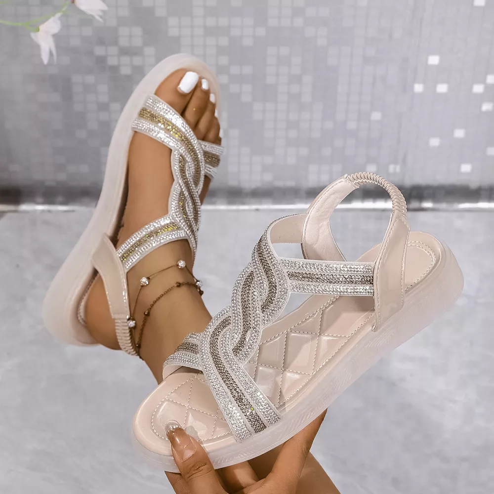 Rhinestone Embellished Flat Sandals, image 18