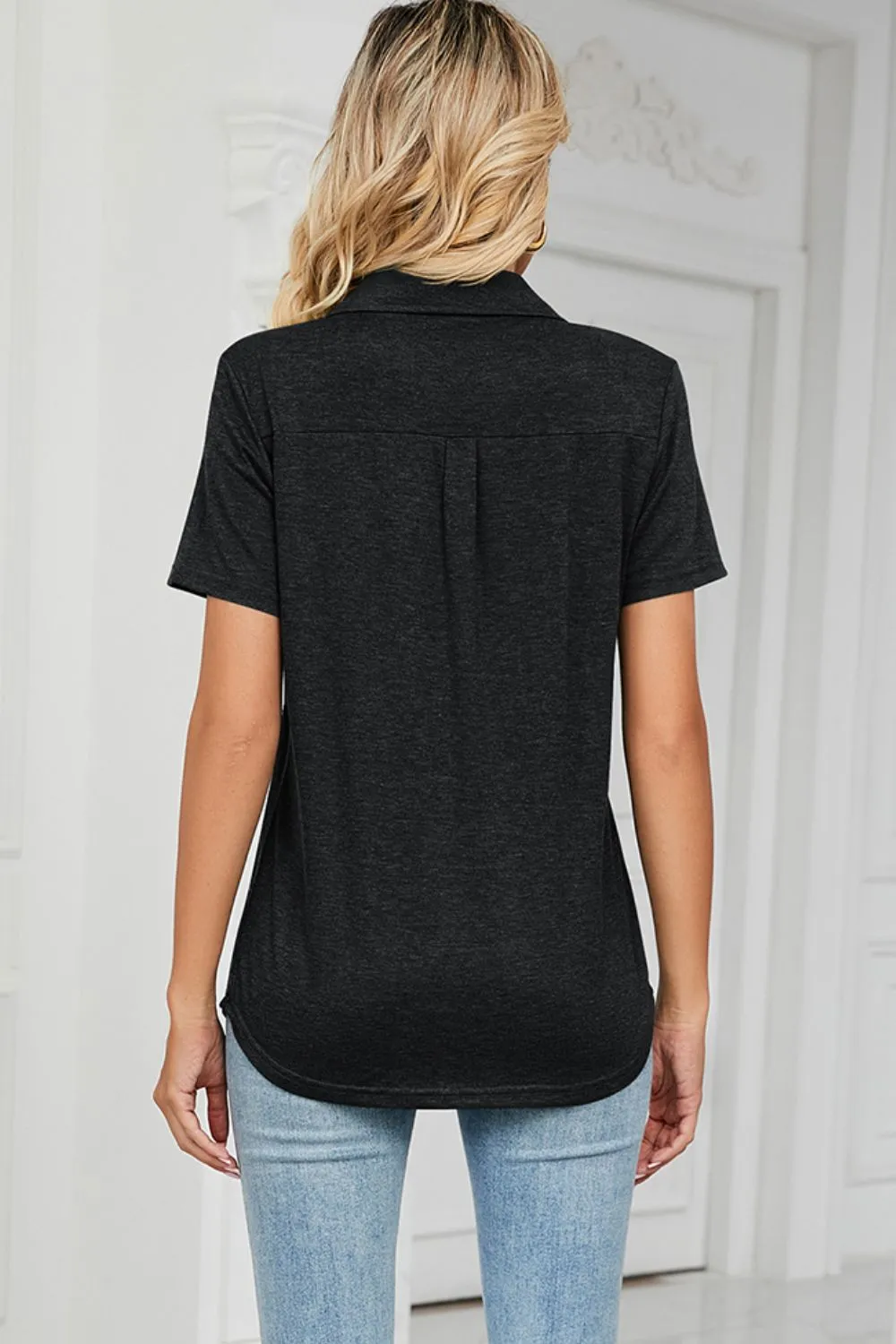 Johnny Collar Short Sleeve Blouse, image 27