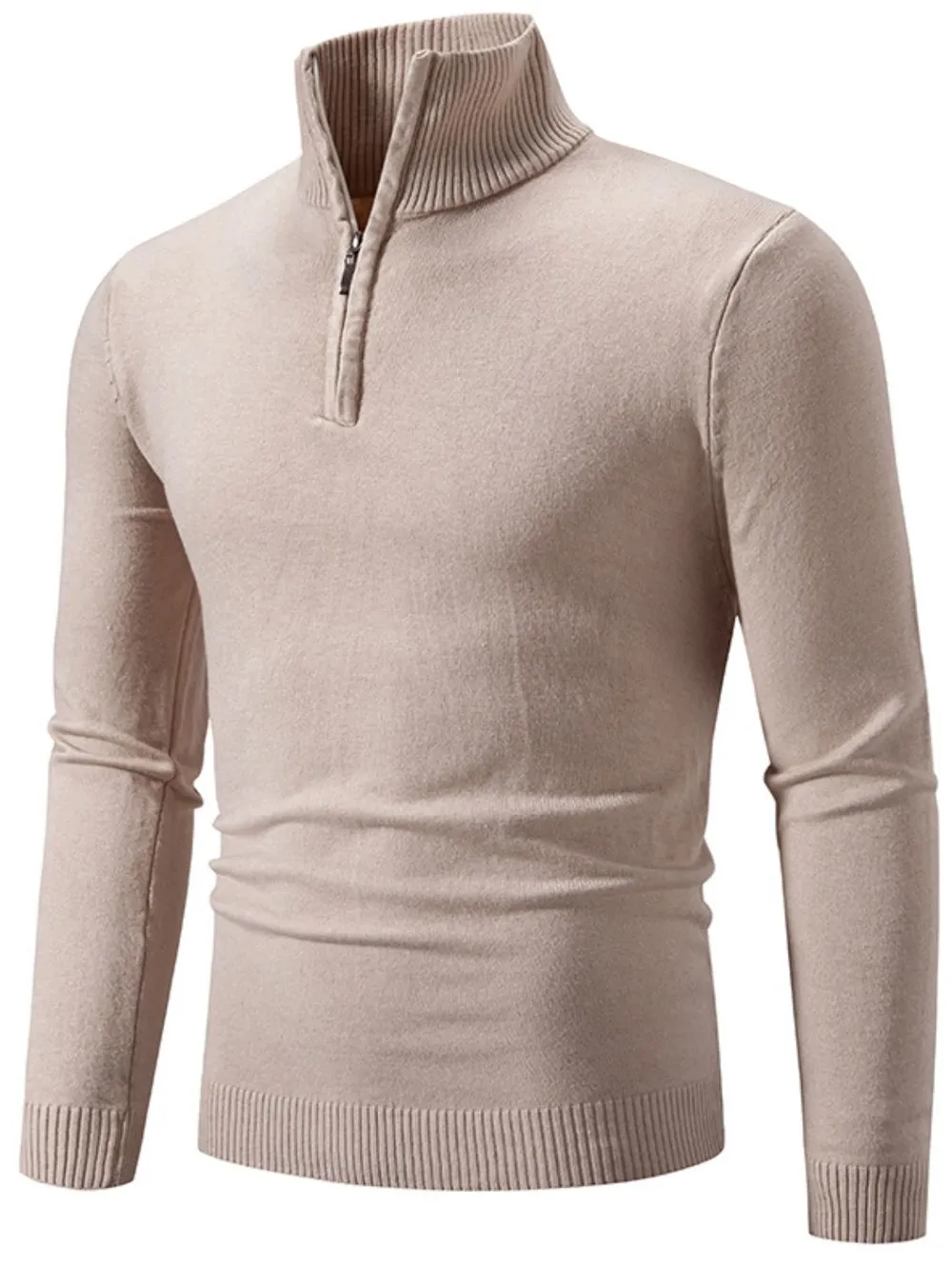 Men's Plus Size Quarter Zip Long Sleeve Knit Top, image 5