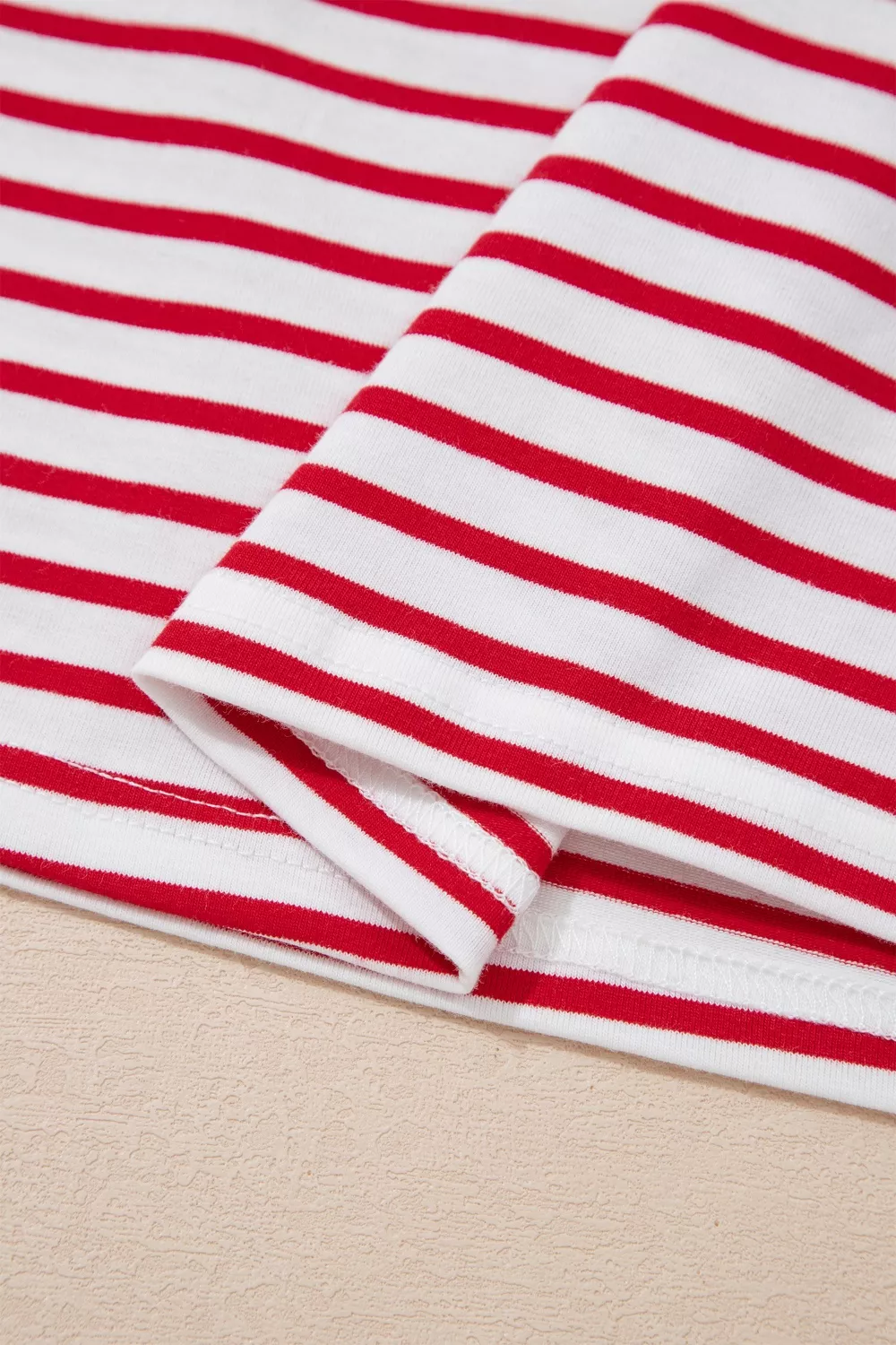 Stripe Floral Puff Sleeve Patchwork Round Neck Loose Top, image 8
