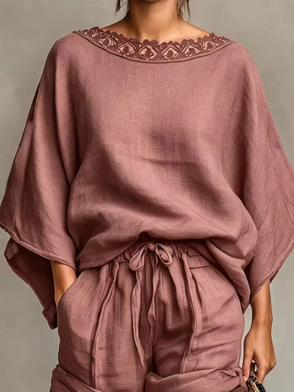 Lace Trim Top and Drawstring Shorts Set, image 8