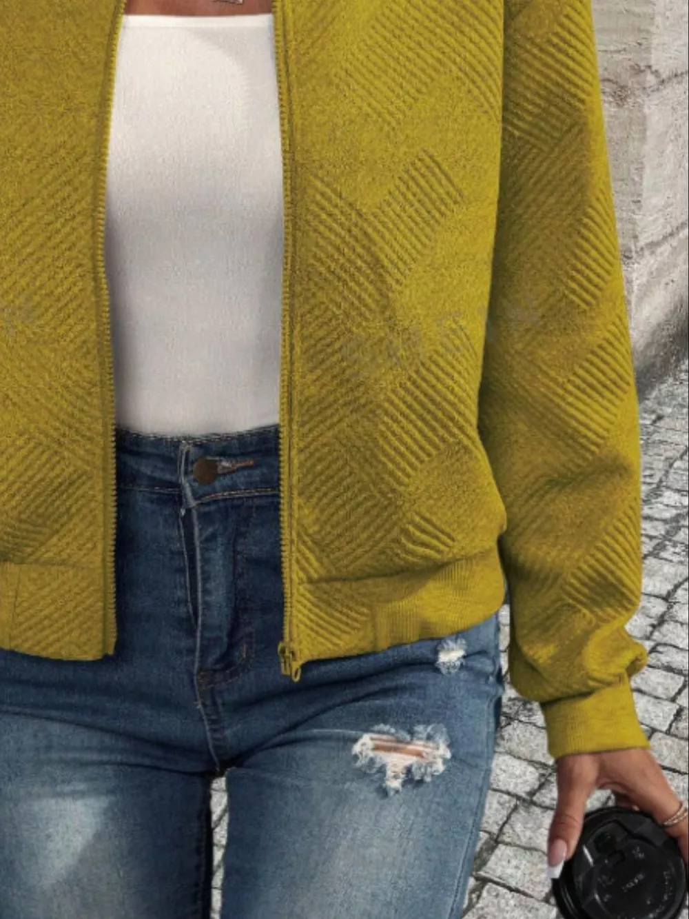 Textured Knit Zip-Up Bomber Jacket, image 34