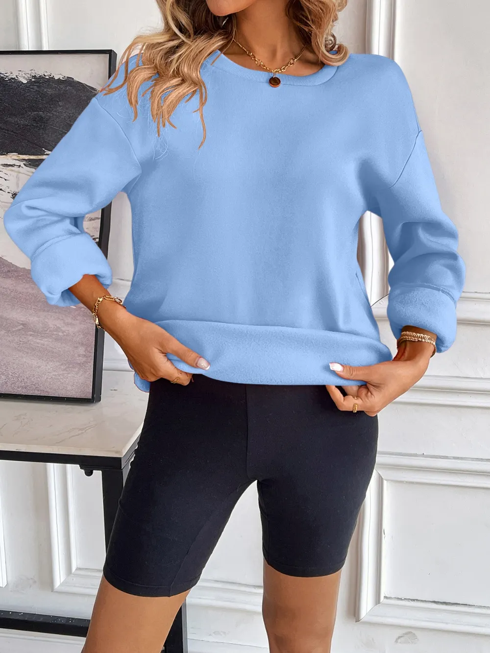 Round Neck Long Sleeve Sweatshirt, image 11