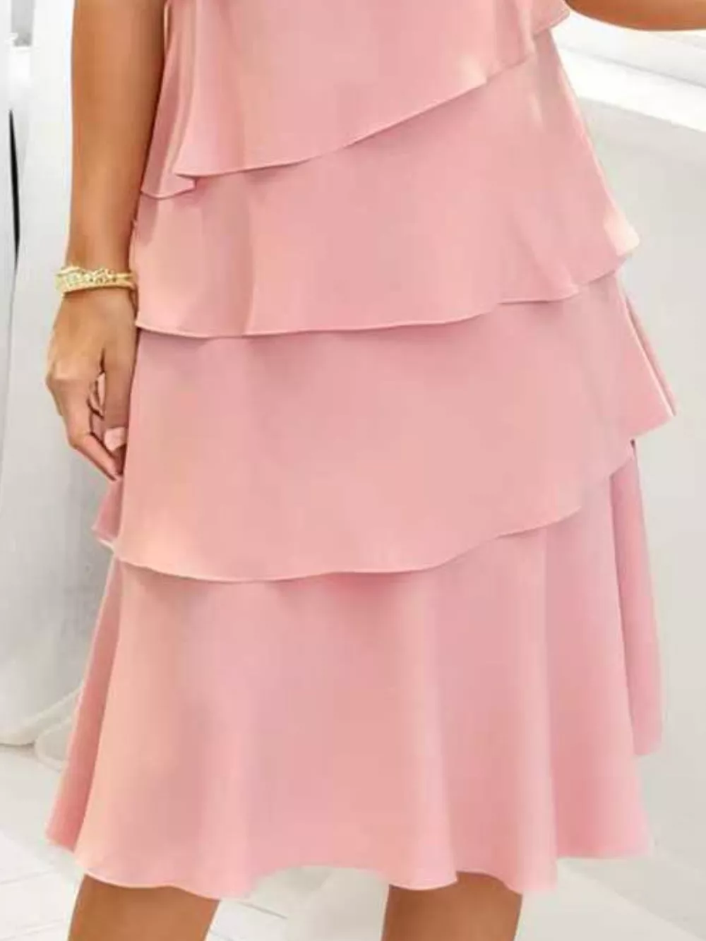 Full Size Ruffled Layered Petal Sleeve Dress Plus Size, image 11