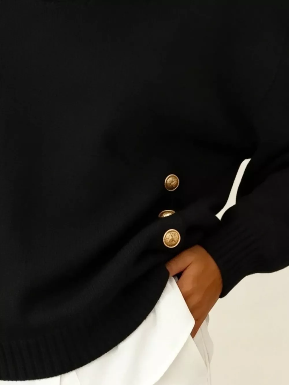 Chic Collared Decor-Button Sweater, image 18