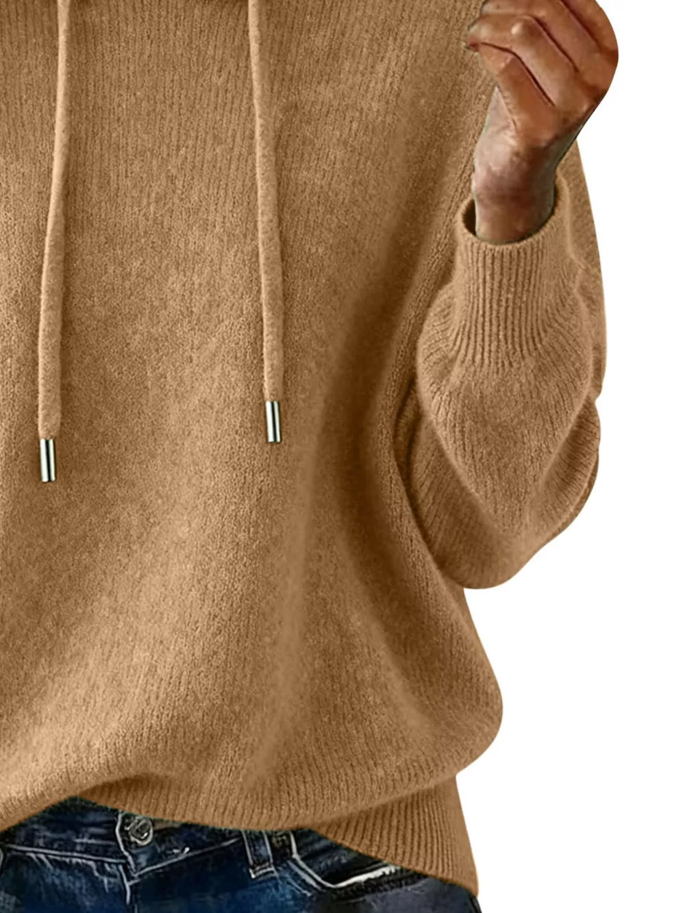 Drawstring Long Sleeve Hooded Sweater, image 29