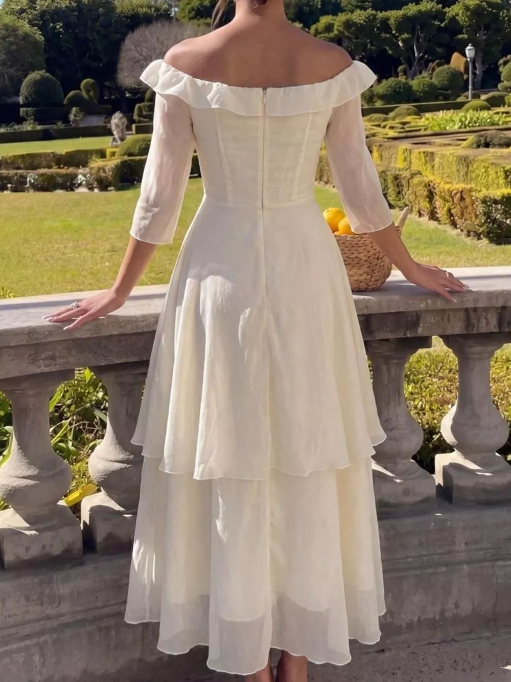 Off-Shoulder Layered Midi Dress, image 5