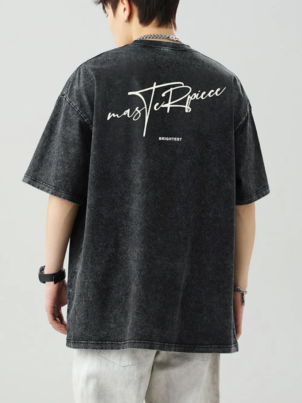 Men's Plus Size Round Neck Letter Graphic T-Shirt, image 2