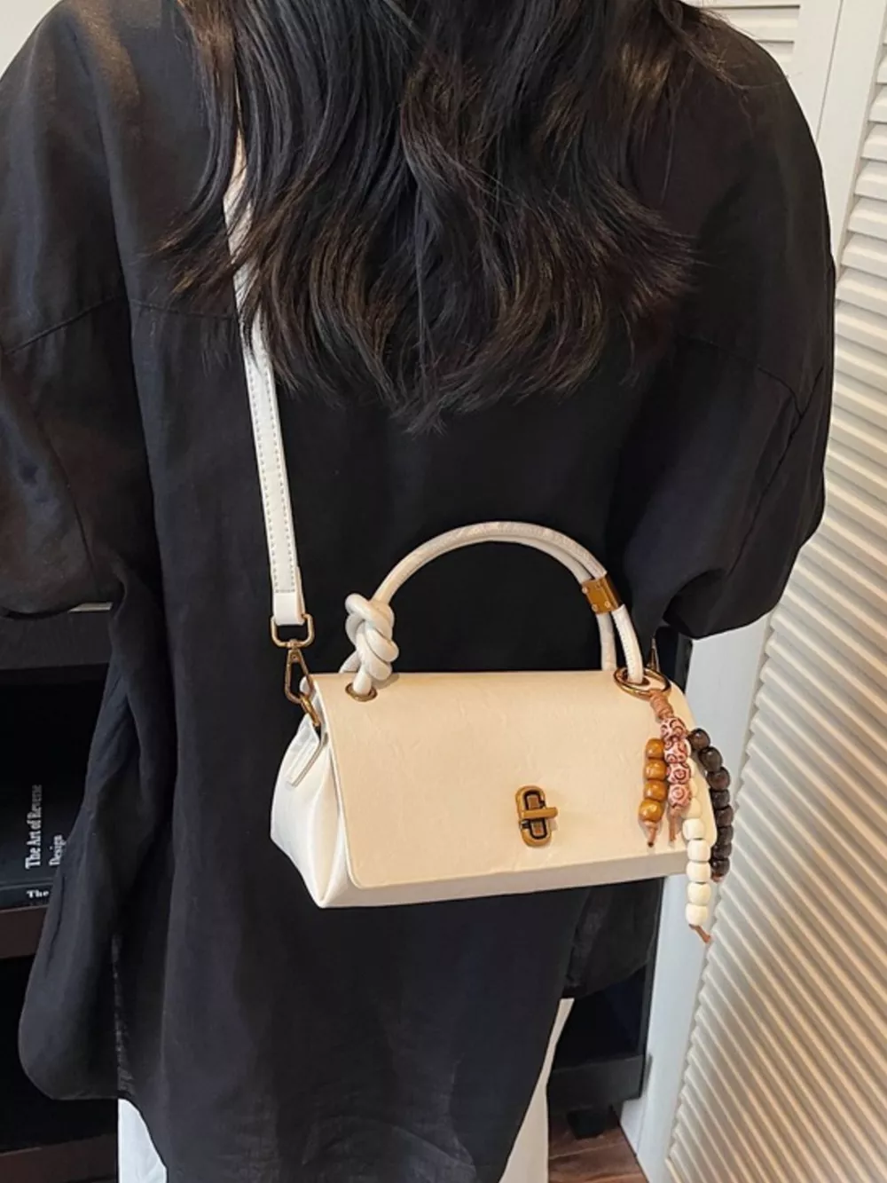 Leather Crossbody Bag with Bead Charm, image 14