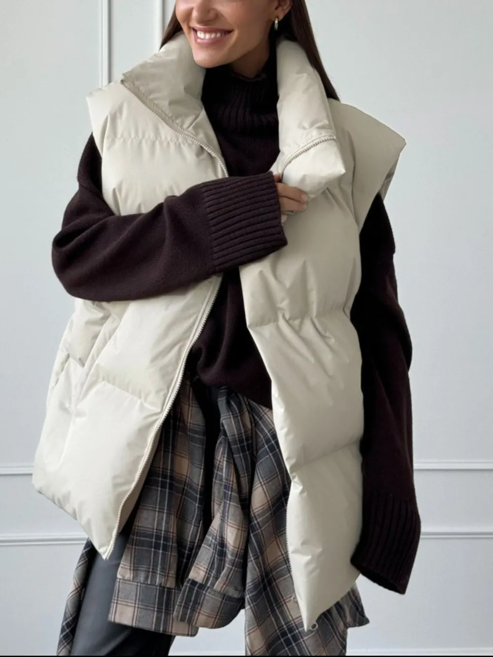 Zip Up Turtleneck Vest Coat, image 2