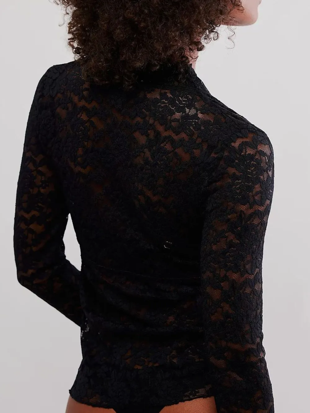 V-Neck Long Sleeve Lace Top, image 7