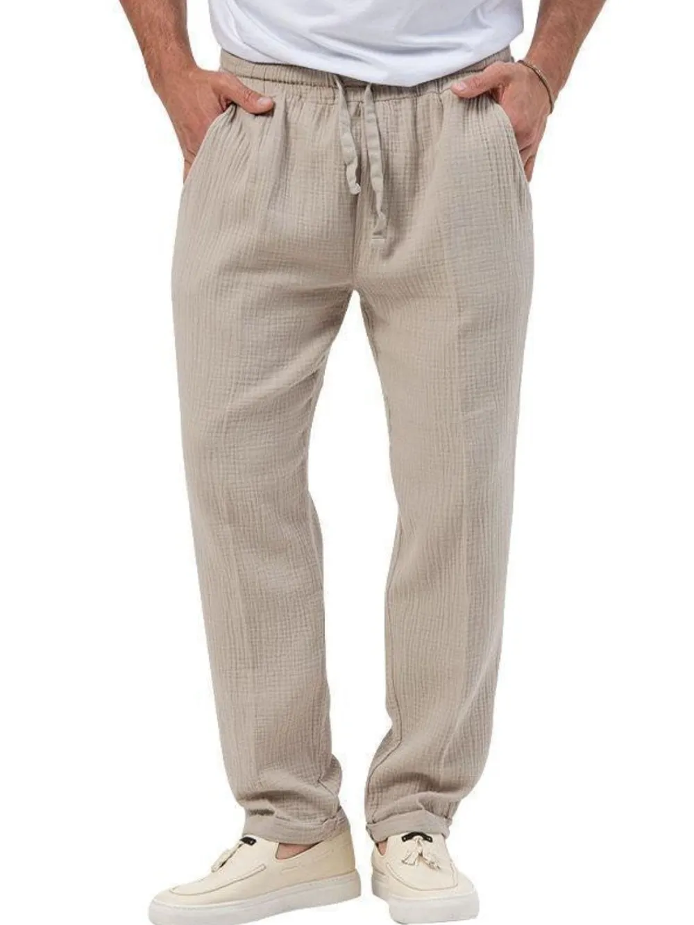Men's Plus Size Drawstring Texture Pants, image 4