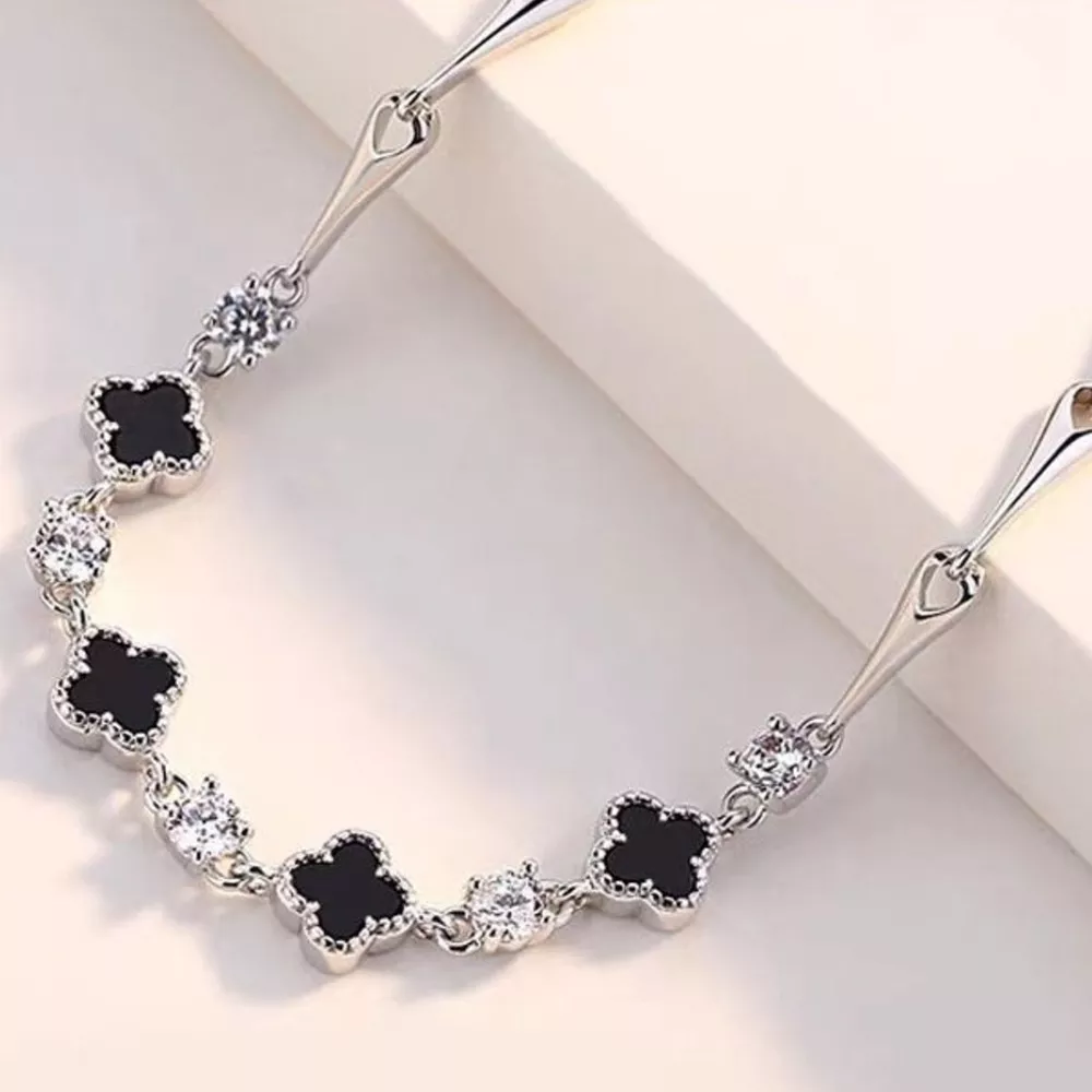 925 Sterling Silver Clover Charm Bracelet, image 5