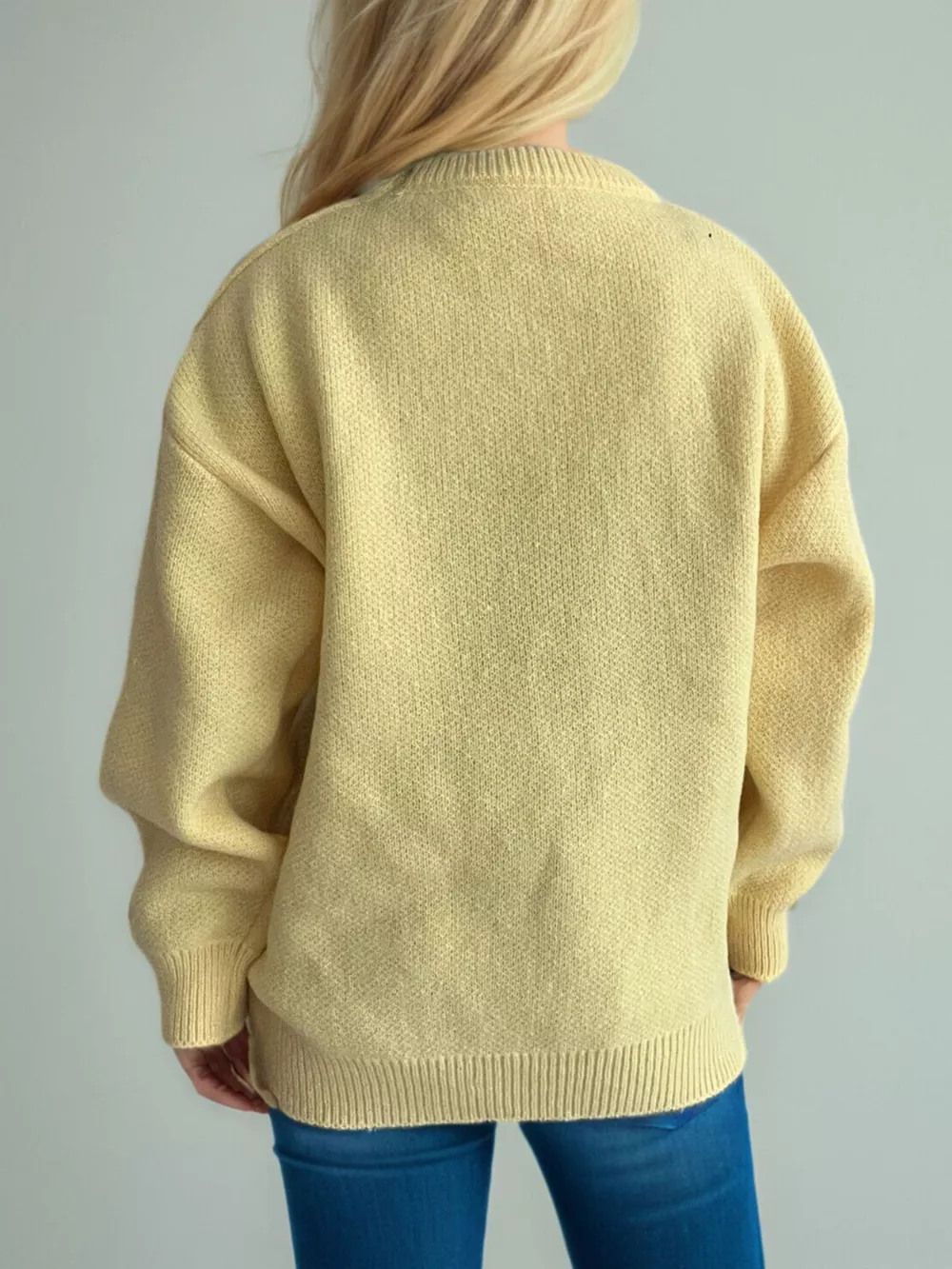 Cherry Pom-Pom Knit Round Neck Sweater, image 9