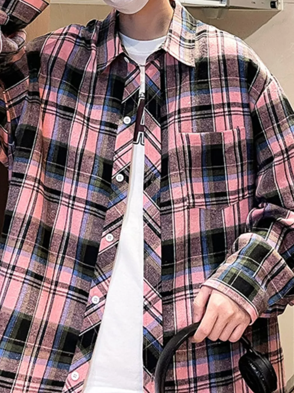 Men's Full Size Casual Plaid Long Sleeve Shirt Plus Size, image 2