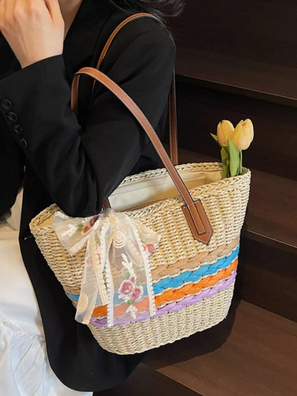Straw Woven Shoulder Bag, image 6