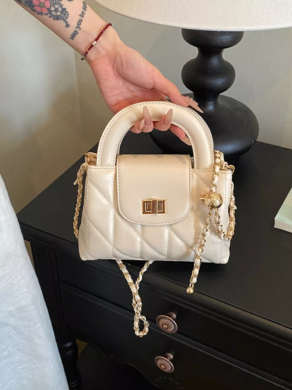 Quilted Chain Strap Crossbody Bag, image 8