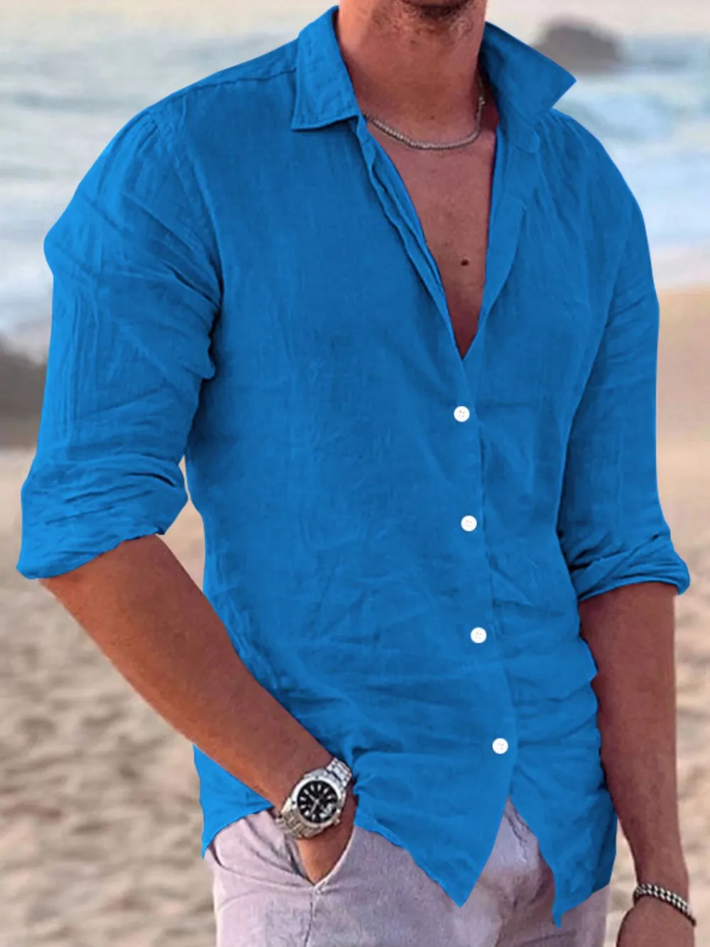 Men's Full Size Button Up Long Sleeve Shirt Plus Size, image 2