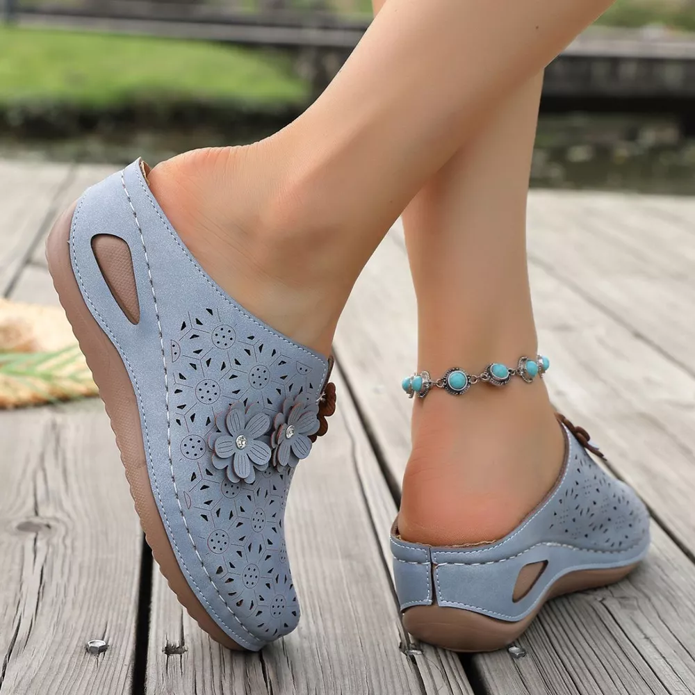 Floral Decor Round Toe Sandals, image 8