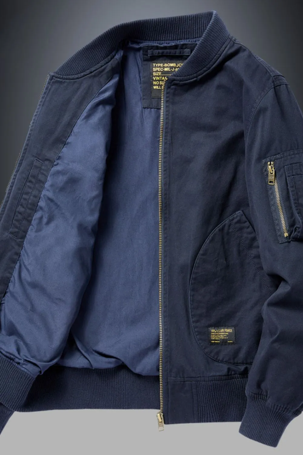 Men's Plus Size Zip Up Baseball Collar Bomber Jacket, image 5