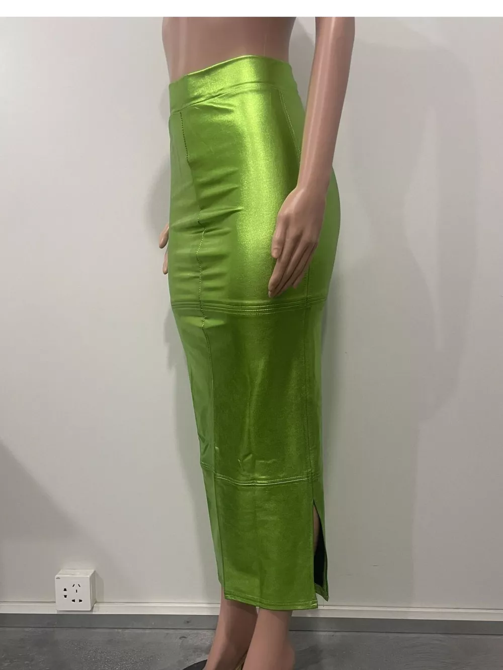 Shimmering Side Slit Bodycon Maxi Skirt, image 8