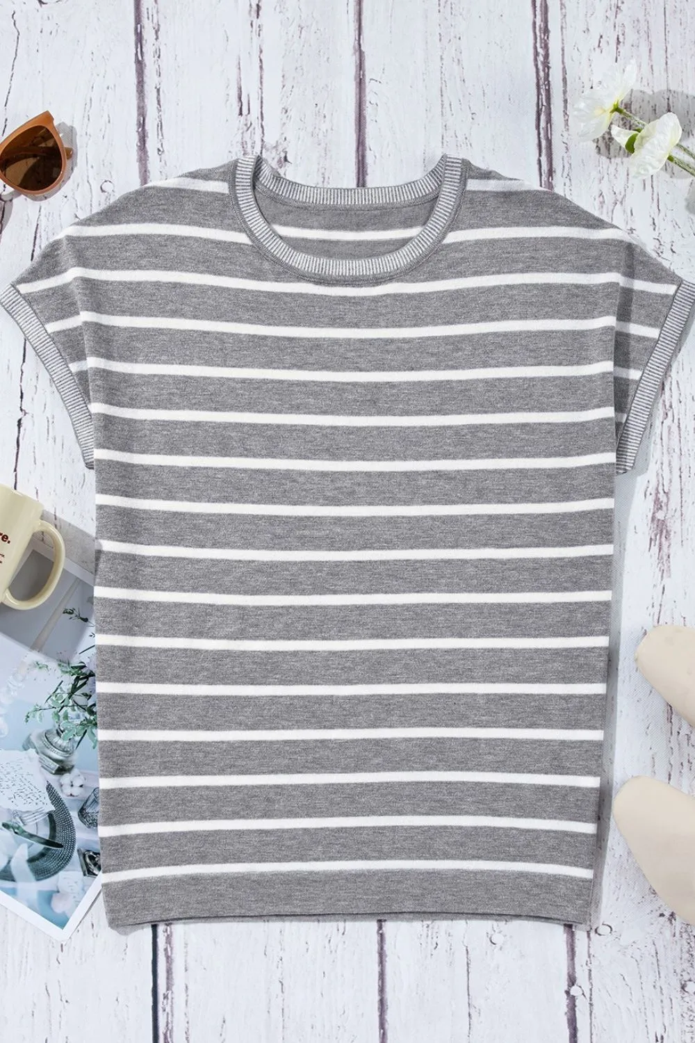 Striped Short Sleeve Knit Top, image 20