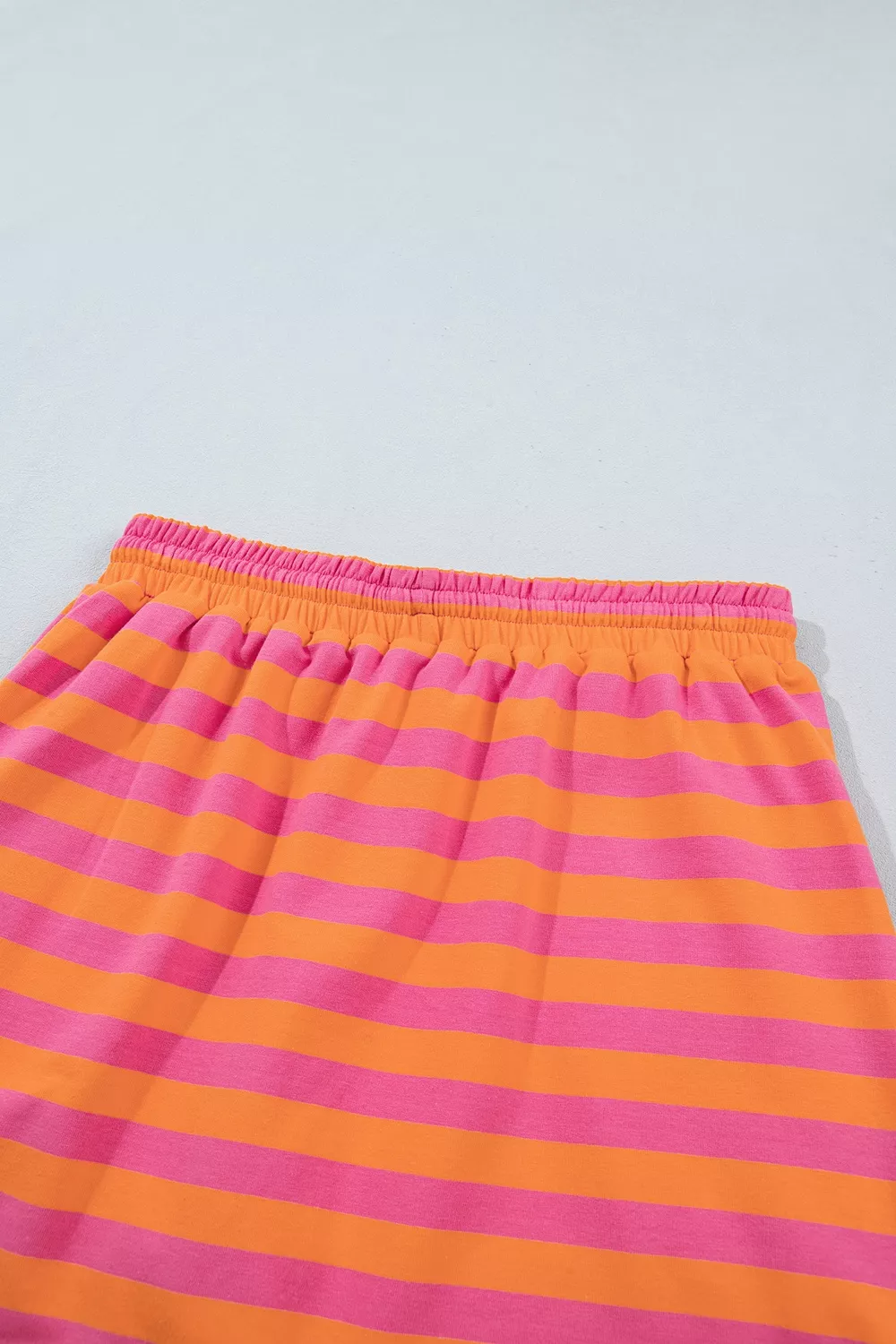 Stripe Color Block Patchwork Mock Neck Pullover Drawstring Mini Skort Set, image 10