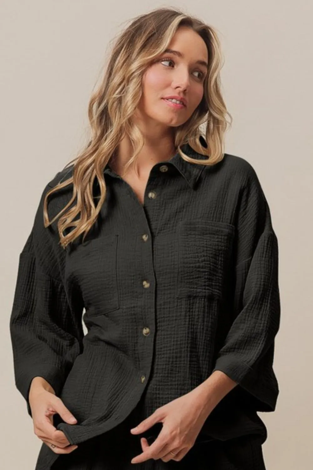 Crinkle Gauze Shirt and Short Set, image 3