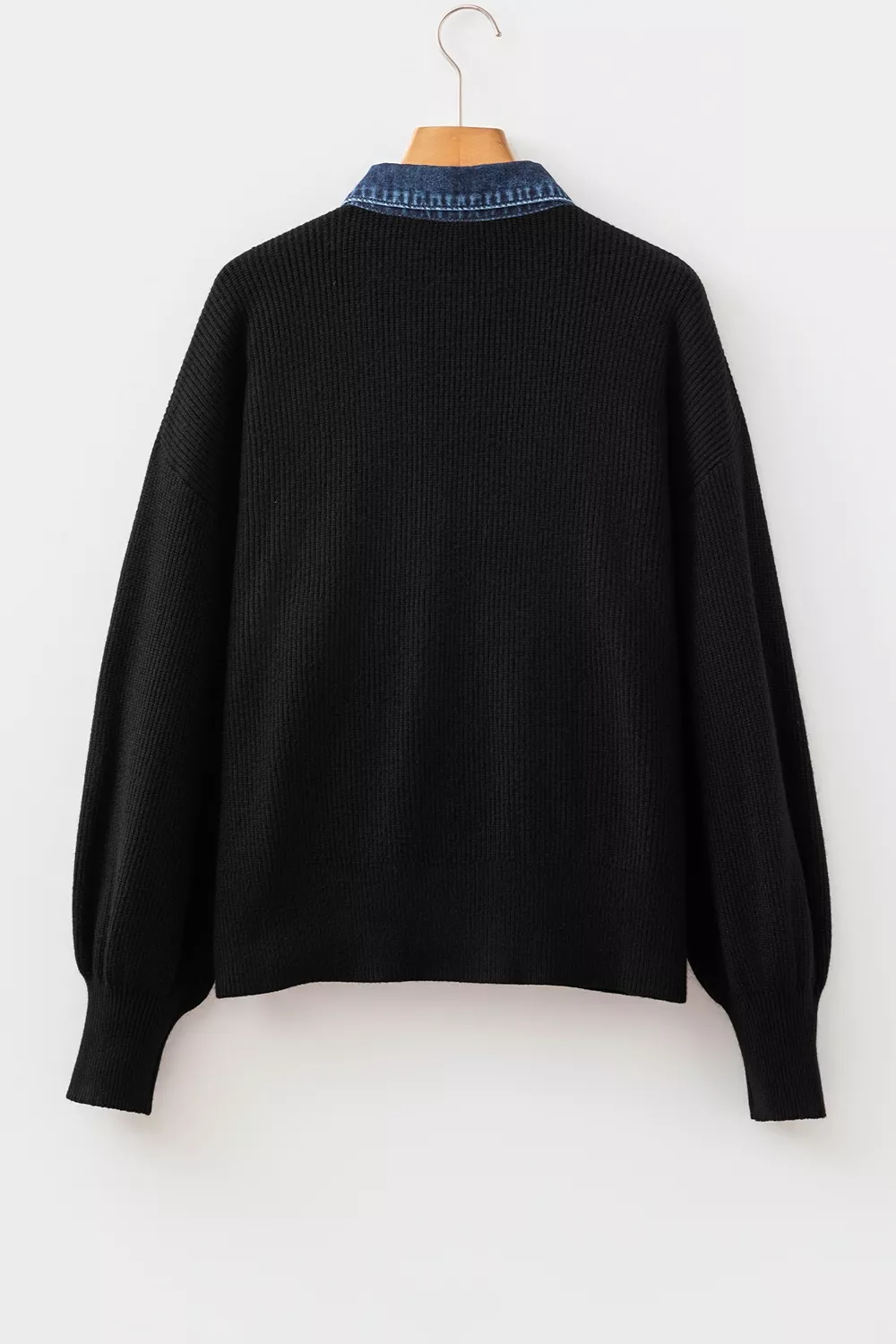 Denim Contrast Placket Long Sleeve Cardigan, image 4