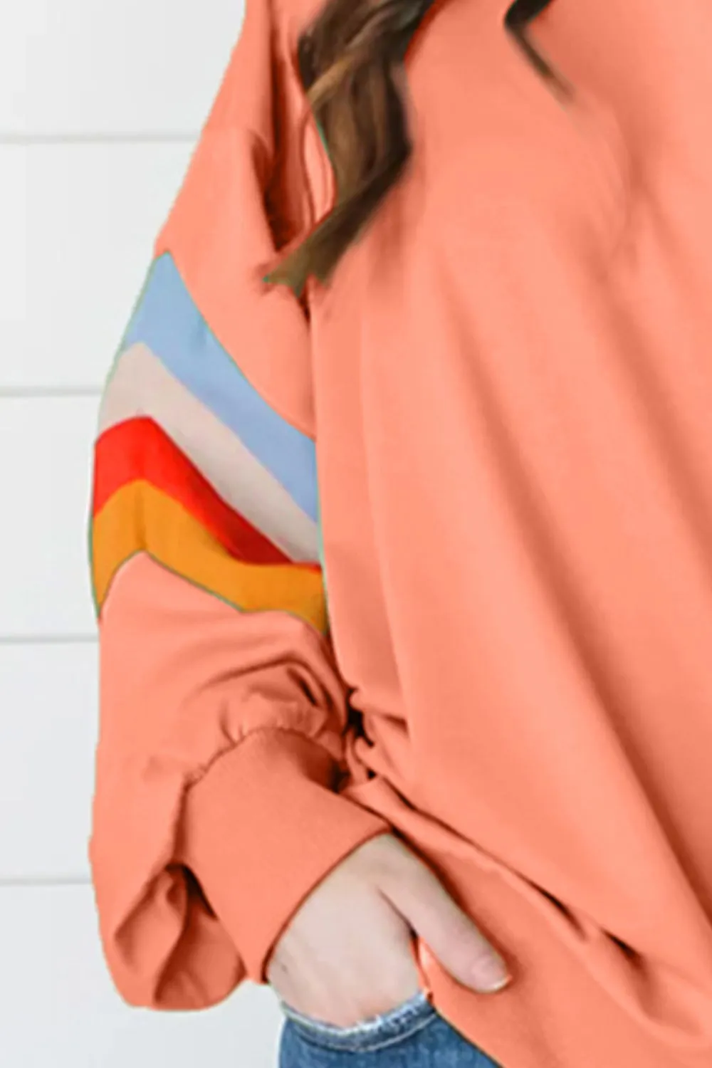 Contrast Round Neck Long Sleeve Sweatshirt, image 7