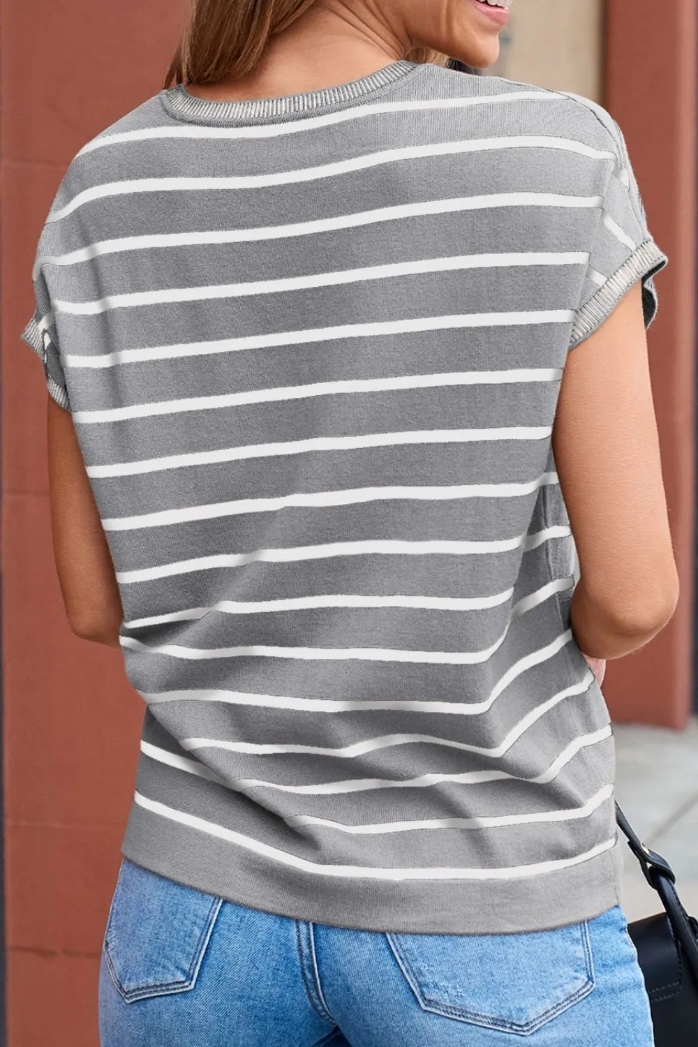 Striped Short Sleeve Knit Top, image 21