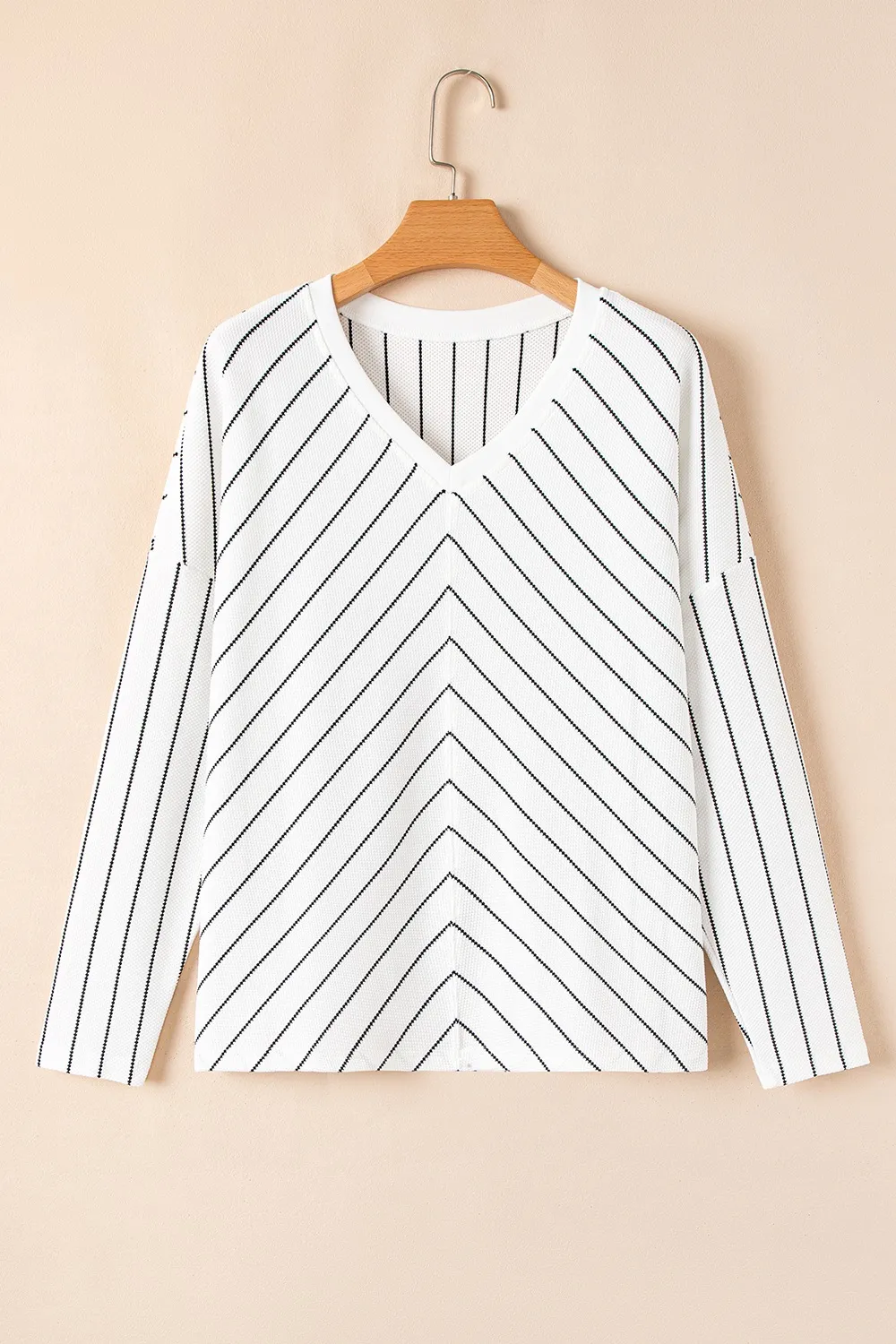 Striped V-Neck Long Sleeve Blouse, image 7