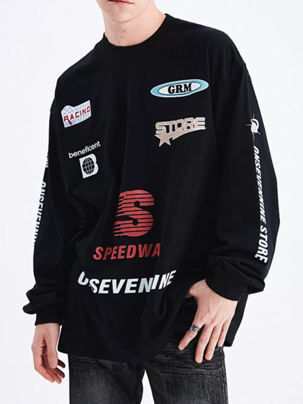 Men's Letter Round Neck Long Sleeve T-Shirt, image 2