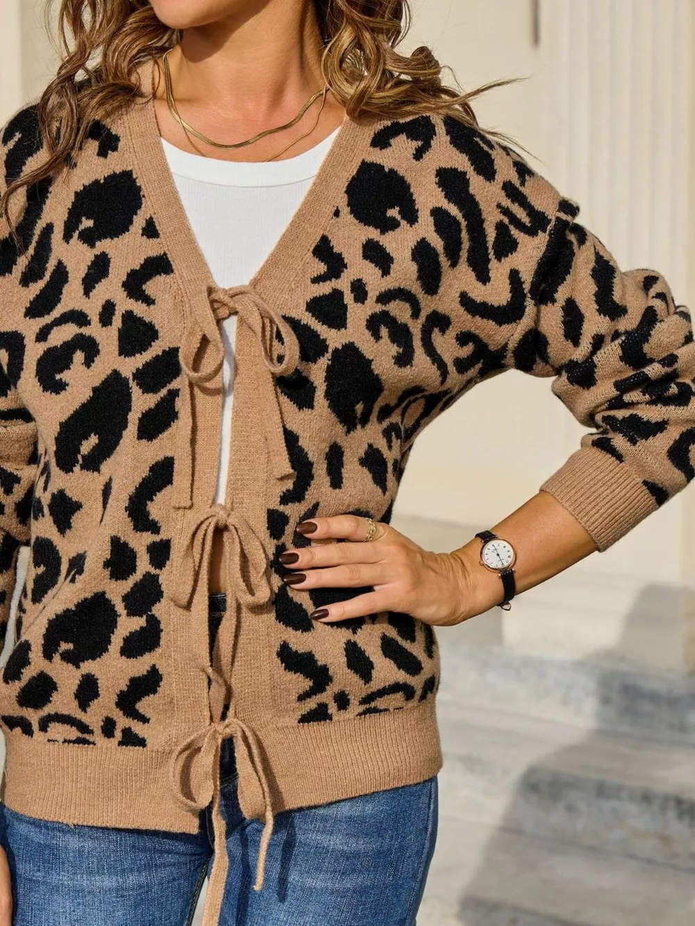 Leopard Tie-Front Cardigan, image 9