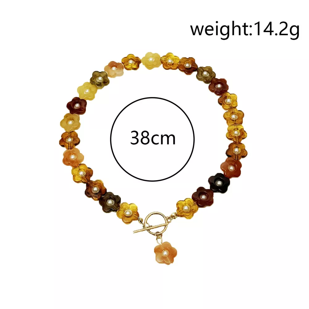 Retro Resin Flower Charm Necklace, image 11