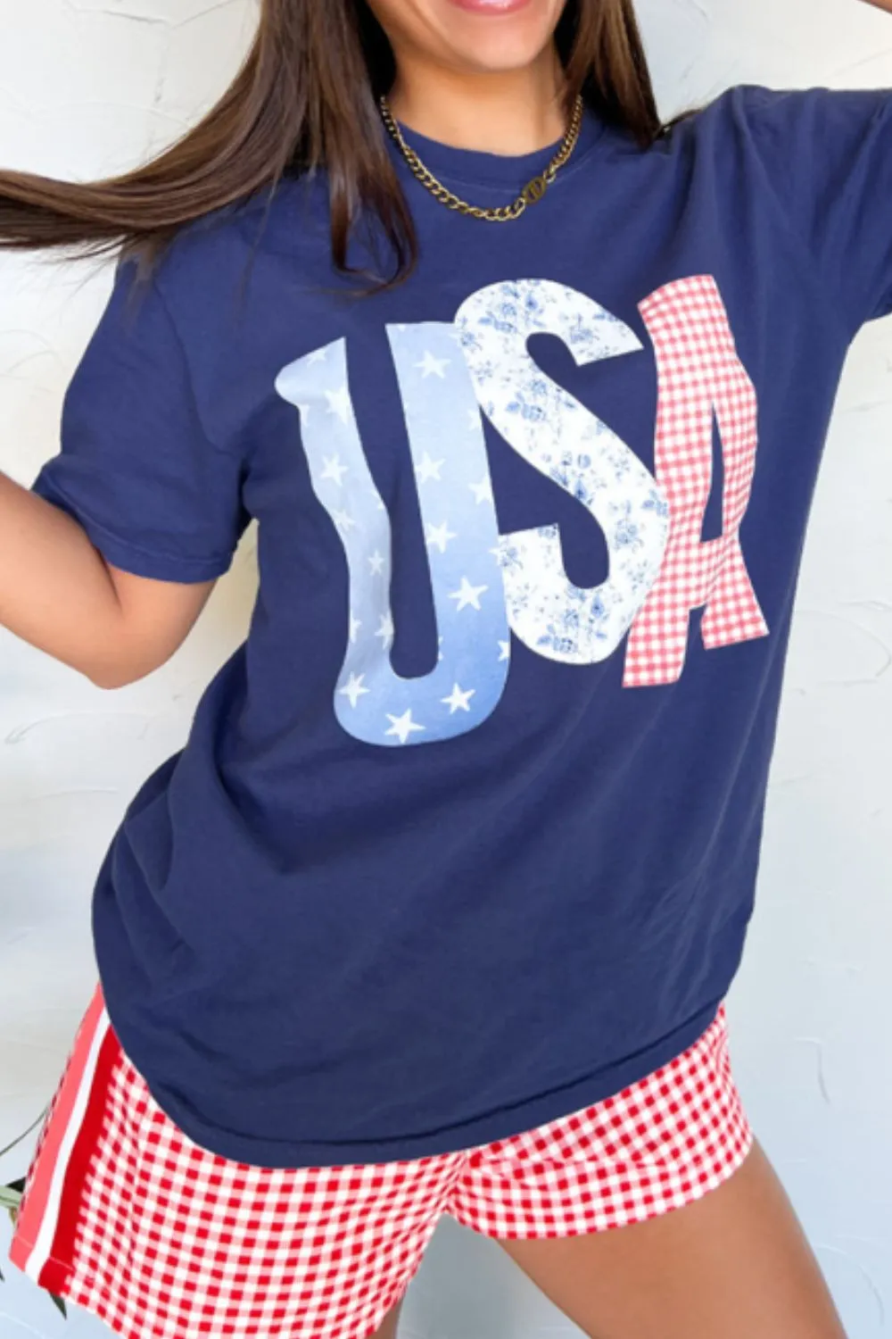 USA Letter Round Neck T-Shirt, image 8