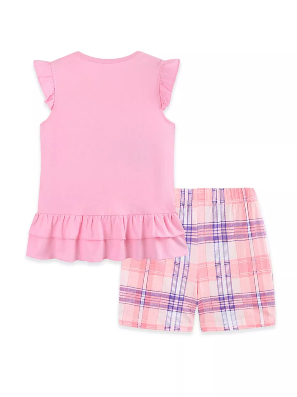 Children's Bunny Train Ruffle Trim Top & Plaid Shorts Set, image 7