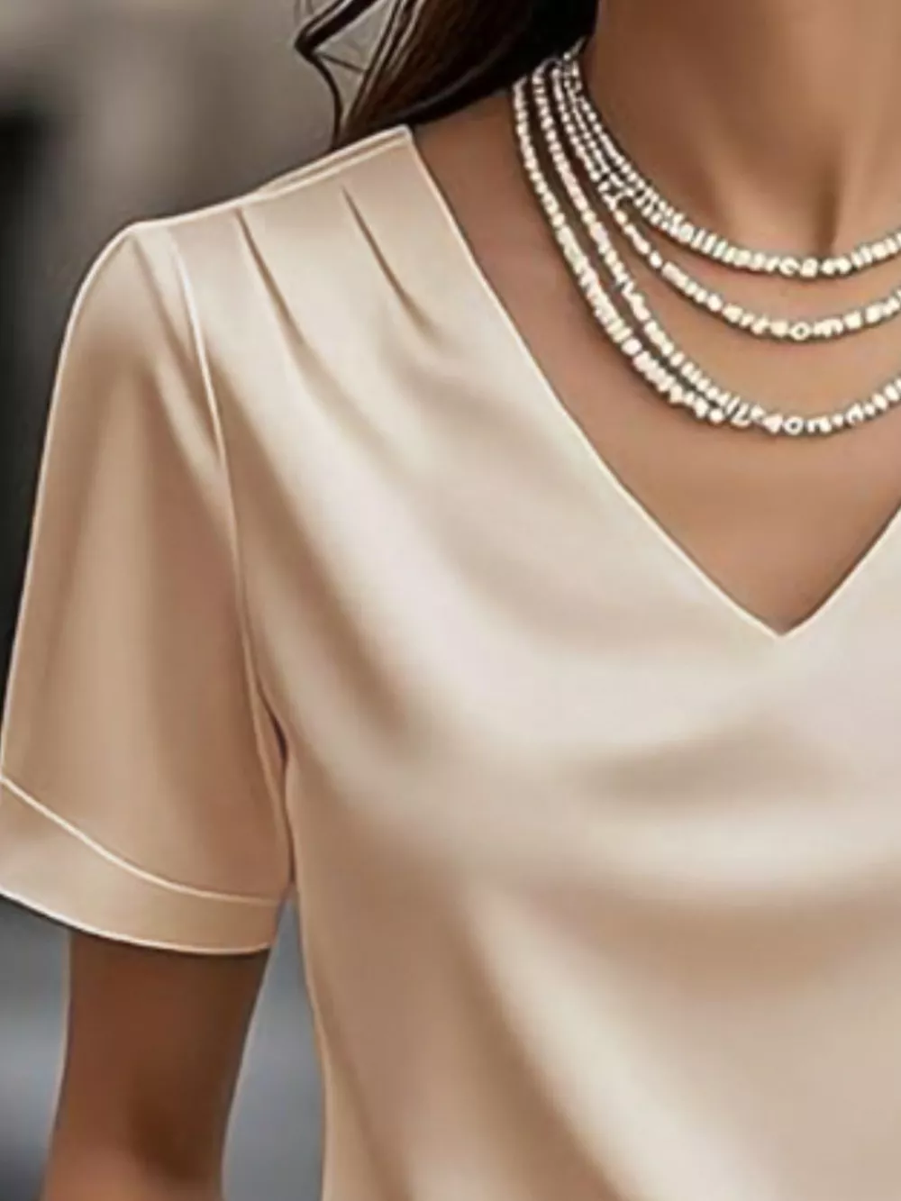 Elegant V-Neck Short Sleeve Ruched Top, image 10