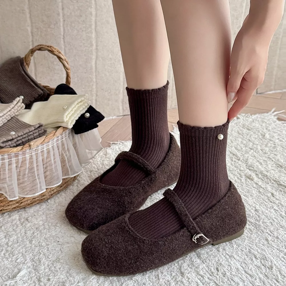 Vintage Ribbed Crew Socks