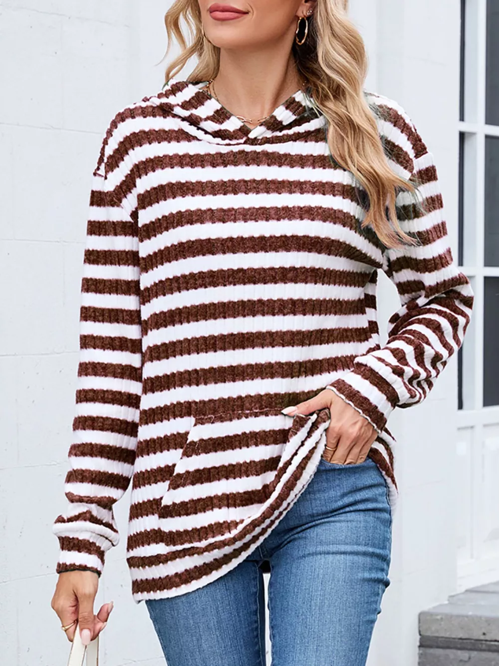 Striped Dropped Shoulder Hoodie, image 18