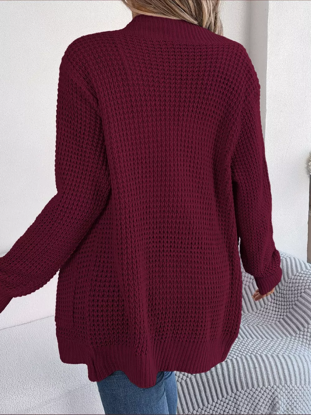 Chunky Knit Open Front Cardigan with Pockets, image 28