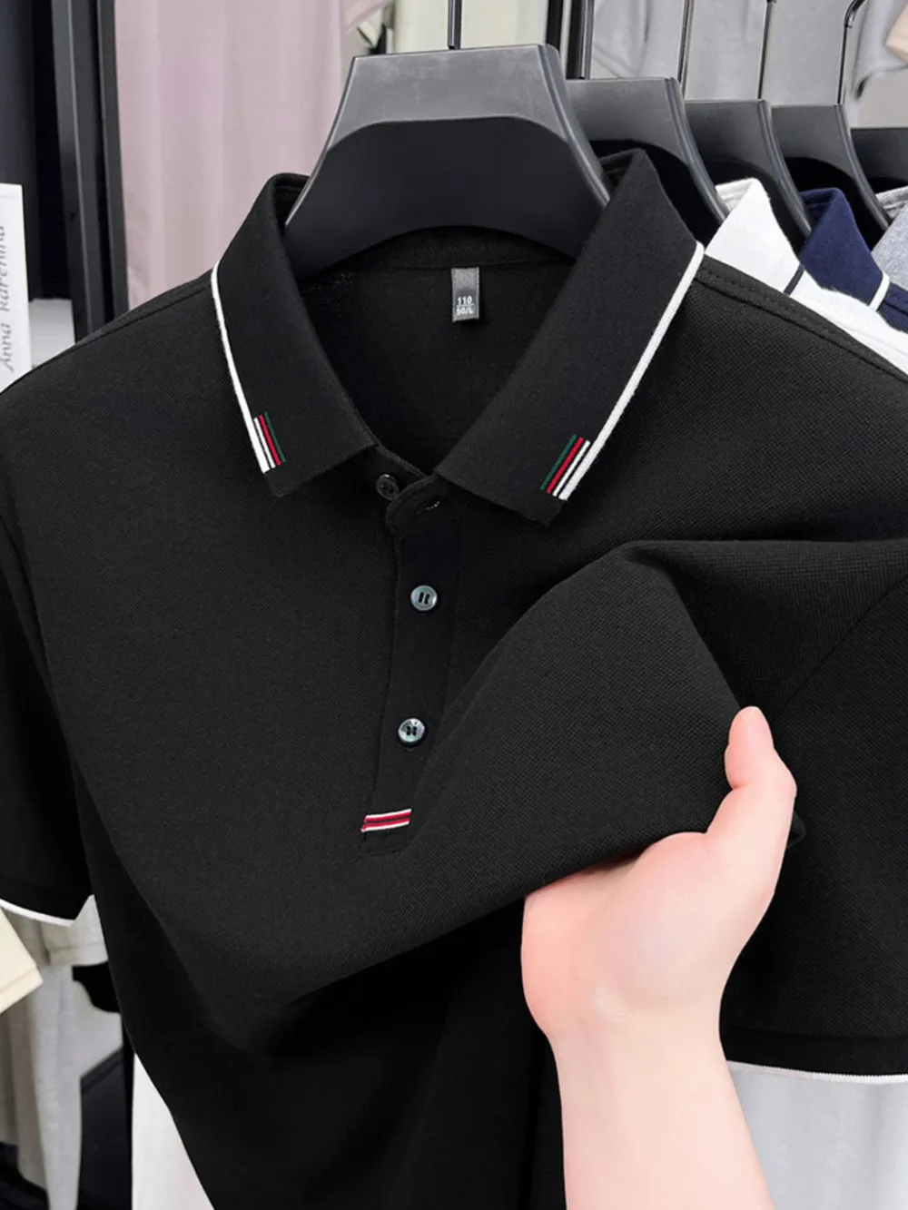 Men's Plus Size Button Detail Short Sleeve Polo, image 3