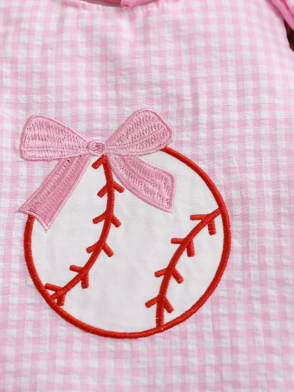Children's Baseball Embroidered One-Piece with Bows, image 7
